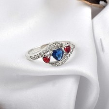 Solid-925 Sterling Silver Gemstone Blue Quartz White-gold-Plated Gift Women Ring