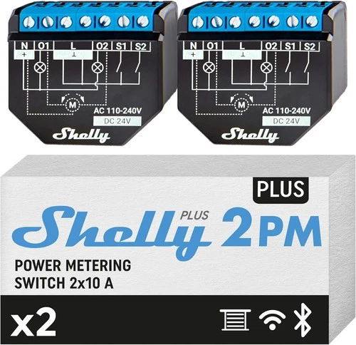 Shelly Plus 2PM | Wlan & Bluetooth 2 Kanäle Smart Relais Schalter