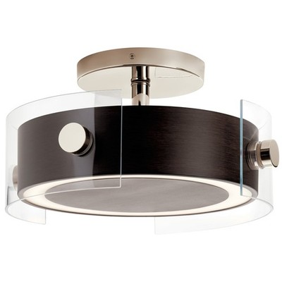 Kichler 44342LED Walnut Tig 15''W Integrated Led Semi-Flush Drum Ceiling Fixture