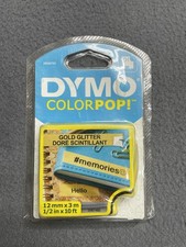 New DYMO D1 Colorpop Label Tape Gold Glitter 12mm C 3 M 1/2 in X 10ft