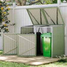 Outdoor Trash Storage Shed with Lockable Doors Garbage Bin Cover Shelter Cabinet