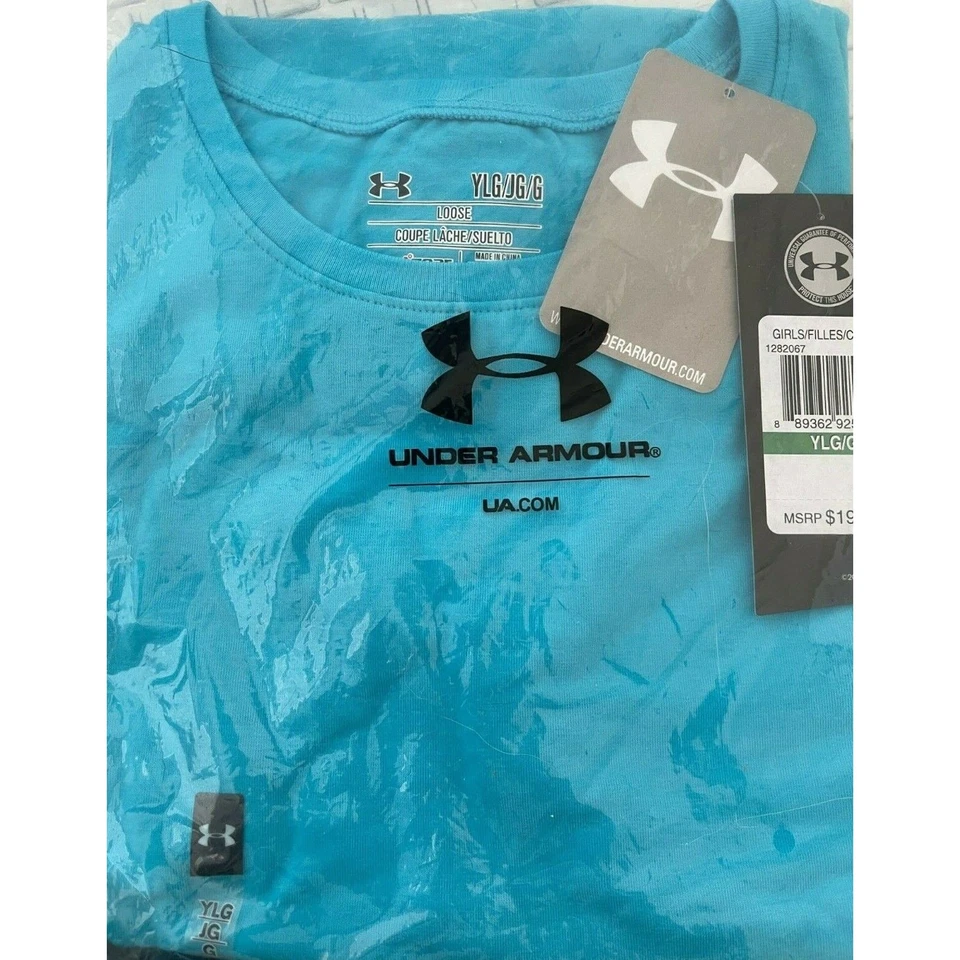 Camiseta Under Armour UA HeatGear Jóvenes Niñas Algodón Cargado Azul 1282067 Grande L Foto 2 de 4