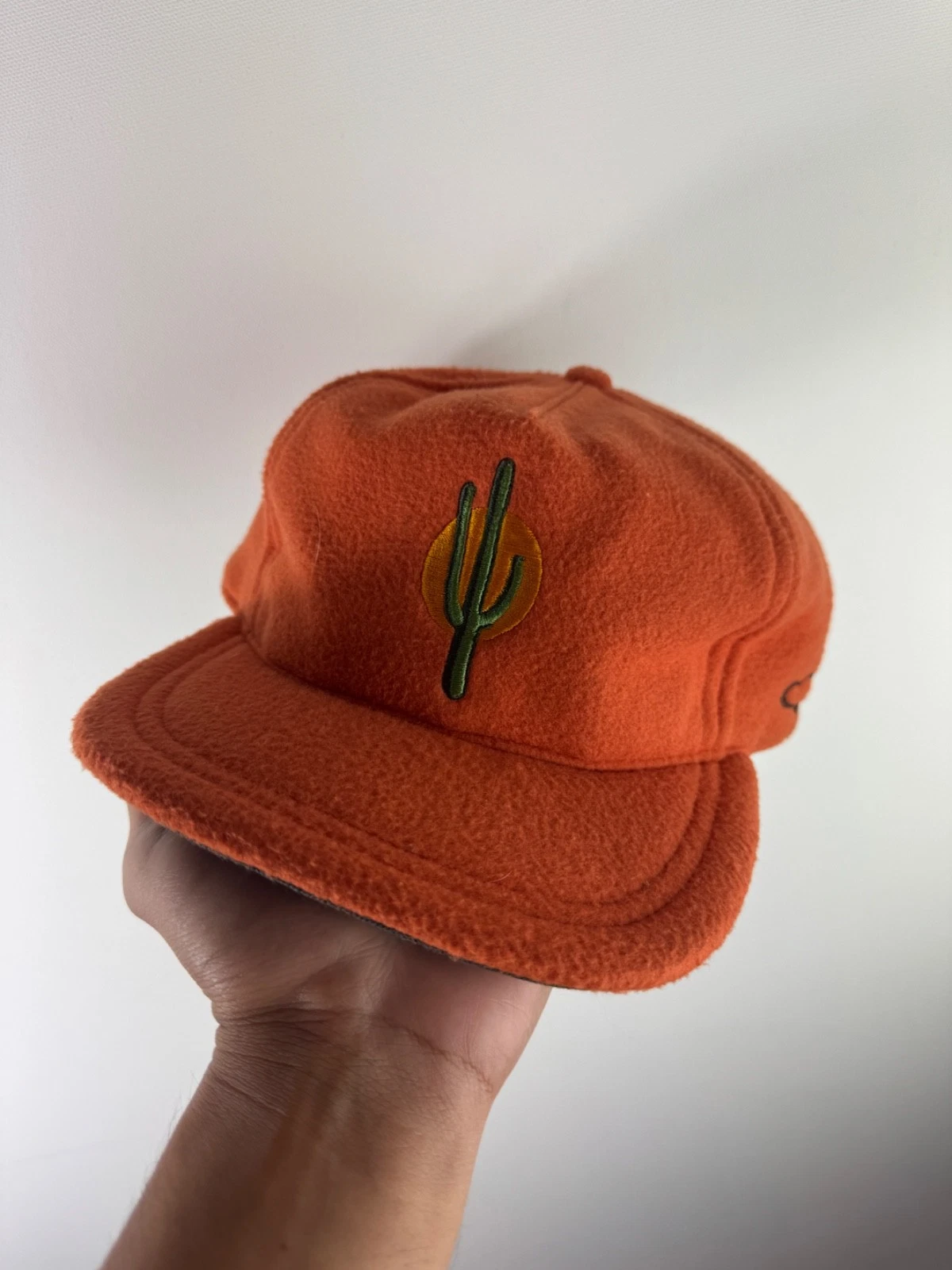 The Ampal Creative Sunset Cactus Fleece Strapback Hat Orange Made in USA