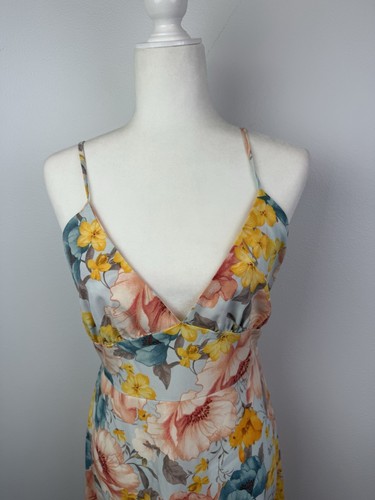 Forever 21 Multicolor Floral Strappy Open Back Midi Dress Sz Large L - Picture 2 of 11