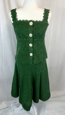 Oscar de la renta Green Eyelet Skirt Tank Top 2 Pc Set Woman’s Size 4 VTG 90’s