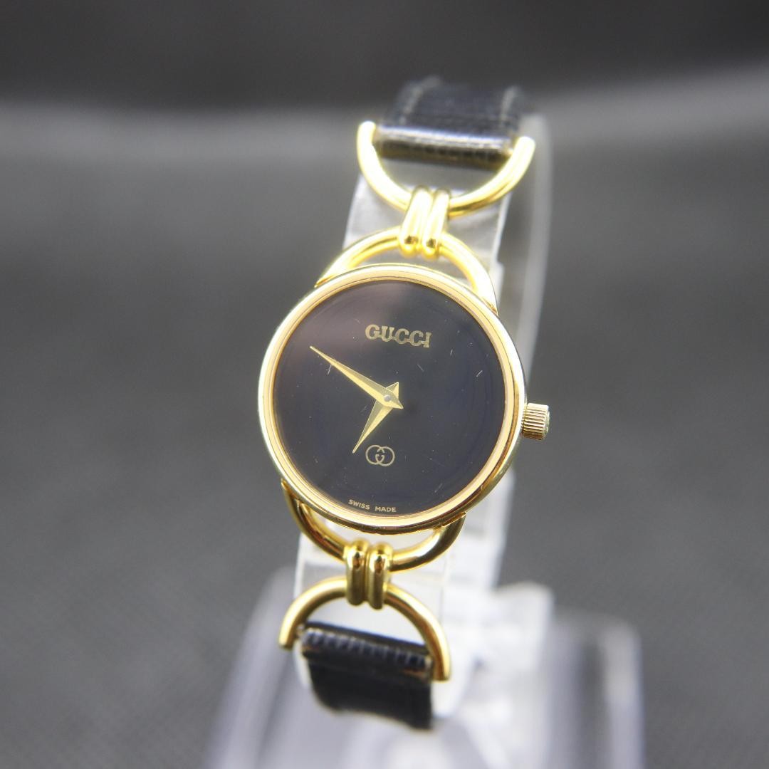 504 GUCCI 時計　レディース　6000.2.L ヴィンテージ ゴールド Exc+5] GUCCI 6000.2.L Quartz Gold Black Dial Women's Watch