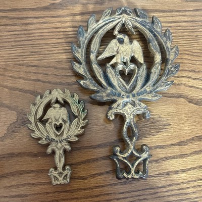 Vintage Cast Iron Trivet Eagle Design Set Of 2 Americana