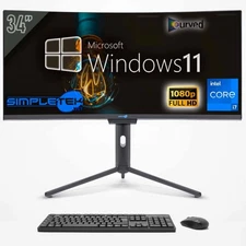 AIO ALL IN ONE I7 34" Curved FHD 60Hz Win11 8GB 240GB Computer Editing Gaming PC