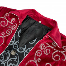Steampunk Gothic Victorian Cosplay Velour/Velvet Tail Coat Red/Black Small