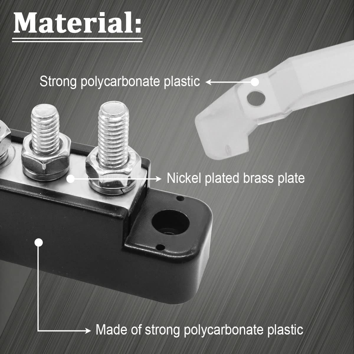 150A 12V-48V Bus Bar Marine Power Distribution Block with Cover with 6 X 1/4”Pos