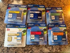 BROTHER P-TOUCH LABEL MAKER LABELS TZe TAPE 1/2" 3/4" VARIETY LOT OF 7 