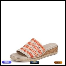BZees Women's Breezy Slide Sandal Coral/Tan Raffia 9.5 W