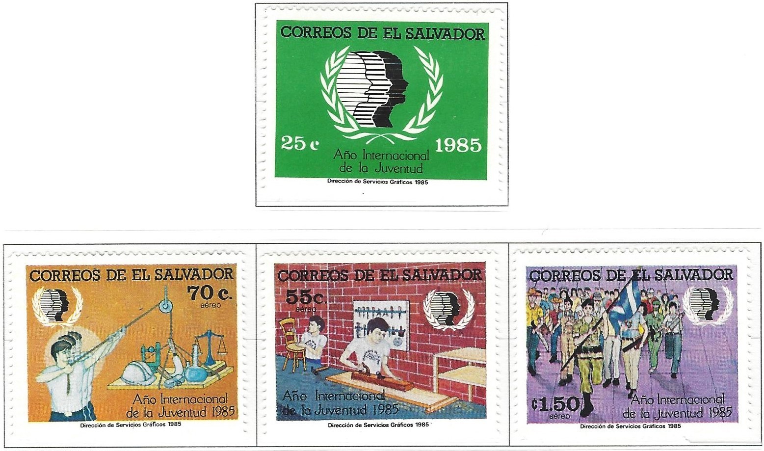 EL SALVADOR 1985  SCOTT 1032-5 YOUTH MINT NH