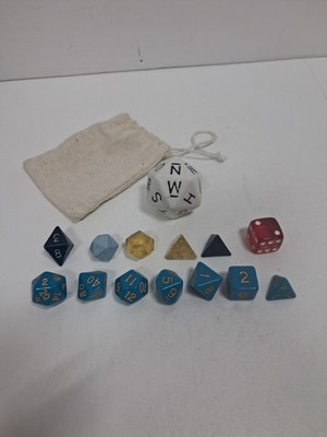 Vintage Chessex Armory mold bluer blue-green set d&d rpg 14 dice with bag