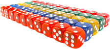 6-Sided Translucent 16mm Dice - Colored Set, Square for Classroom or Family G...