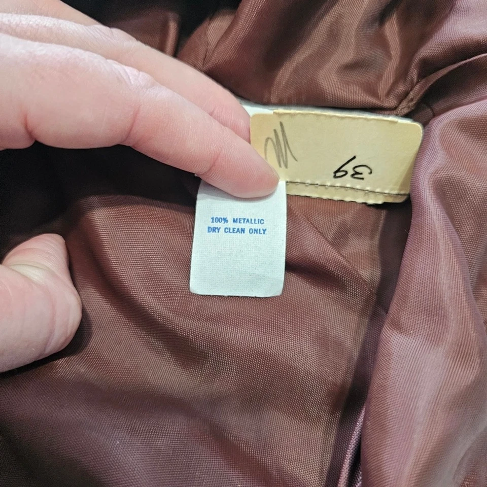 复古 70 年代 LILLI 钻石夹克棕色亮片 8 码 — 第 4/4 张图片