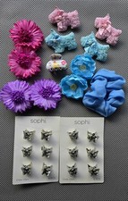 Lot Hair Clips Barrettes Floral Claw Scrunchy Butterflies Flowers Scottie Dogs