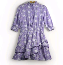 The Shirt By Rochelle Behrens Eyelet Dress Fit And Flare Coquette Button Front S