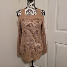 I love cold shoulder open knit sweater