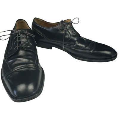 A. Testoni Mens Leather Lace Up Oxford Dress Shoes Black Size 10 US