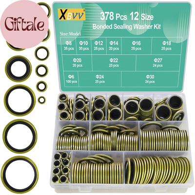 #ad 378 Pcs NBR Metal Bonded Sealing Washer Assortment Kit M6 M8 M10 M12 M14 M16 M18 $39.56
