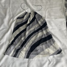 Whimsical Jeffrey Dodd Silk Striped Halter Camisole Tank Top Black White Gray 40