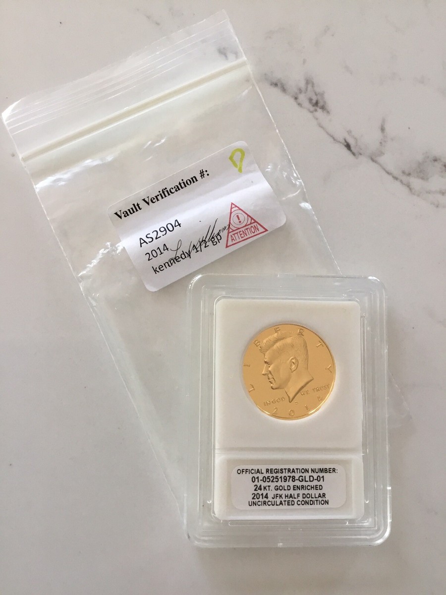 JFK John F Kennedy Half-Dollar Encased Uncirculated 24K Gold