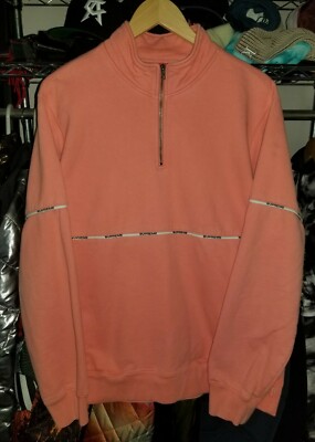 SUPREME LOGO PIPING HALF ZIP SWEATSHIRT Coral Size M SS18 | eBay