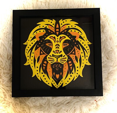 Löwenkopf Mandala Box Rahmen - Personalisierung & Individualisierung möglich