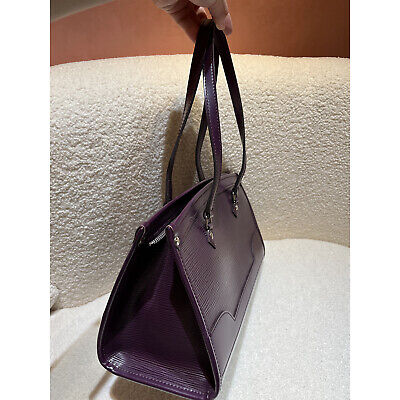 Auth LOUIS VUITTON Handbag Leather Dark purple