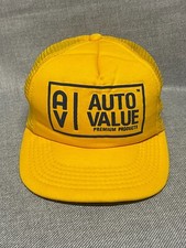 Auto Value Hat Cap Men's Yellow Snapback Mesh Trucker YR Vintage