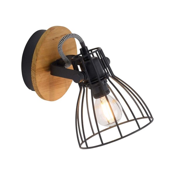 Wandlampe Wandleuchte Leselampe Industrial Bettlampe Gitter Holzlampe Beweglich-image