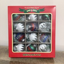 Christopher Radko Shiny Brite Glass Ornaments Set of 12 Christmas Holiday