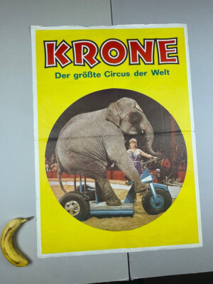 1975 Krone circus poster 84 x 60, vintage Germany circus poster, circus poster