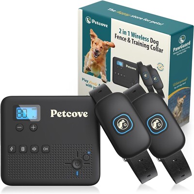 PetCove 2.4GHz Non-GPS Wireless Dog Fence & 2 Remote Training Collars (Open Box)
