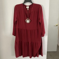 NWT NEW Knox Rose Target Short Red Long Sleeve Smocked Ruffle Boho Dress XL