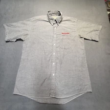 Nissan Button Down Shirt Mens 17 Gray Short Sleeve Mechanic Workwear Red Kap