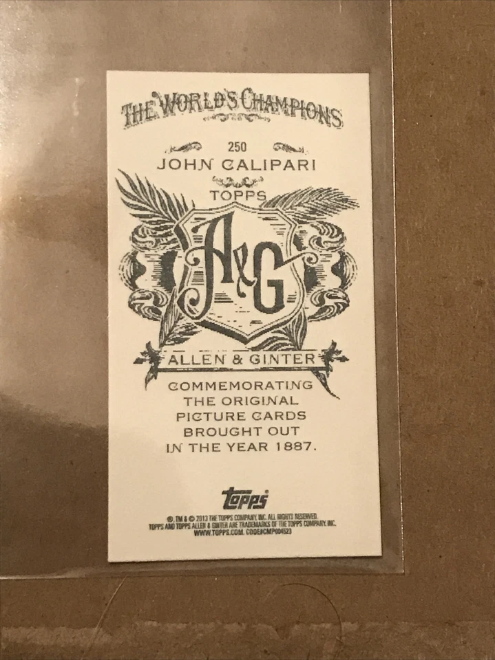 2013 Allen & Ginter MINI A&G BACK John Calipari Kentucky Basketball Coach #250 - Image 2 of 2