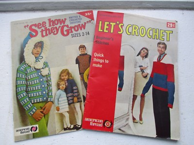 2 AMERICAN THREAD BOOKLETS LET'S CROCHET & SEE HOW THEY GROW 1950s ? star book 