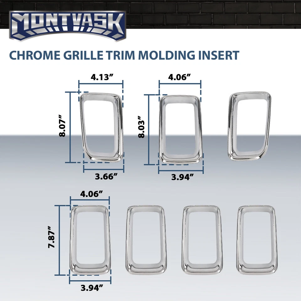Fit For 2011-2017 Jeep Compass Front Bumper Grille Insert Trim Molding Silver - Image 3 of 4