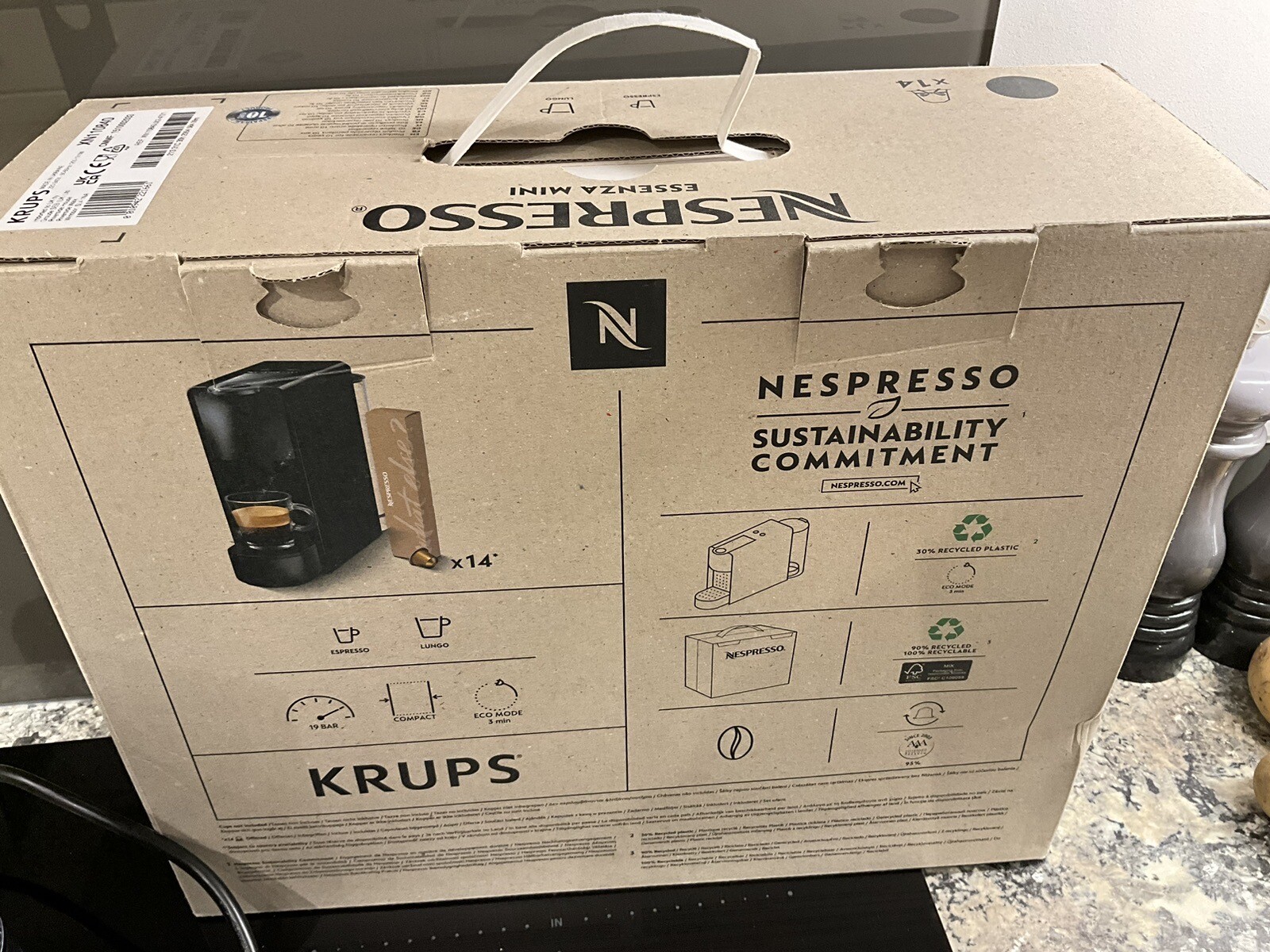 Krups Nespresso Essenza Mini Pod Coffee Machine Boxed Used XN110840