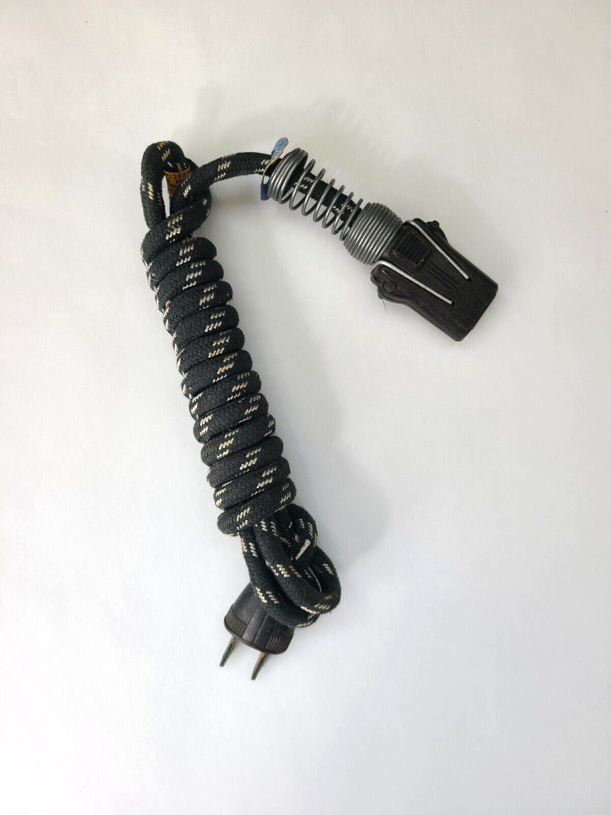 Vintage 1930s50s Small Appliance Electrical Cord, Woven Black & White