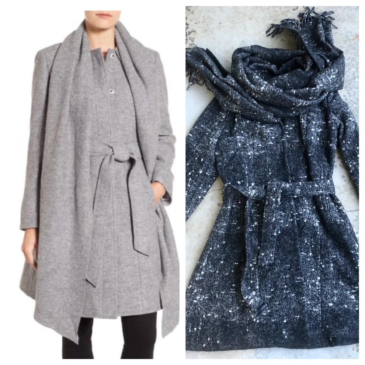 Cole haan drapey belted trench coat top