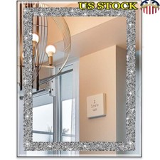 Elegant Crystal Diamond Wall Mirror Home D cor Hanging Accent Mirror 16x20 New