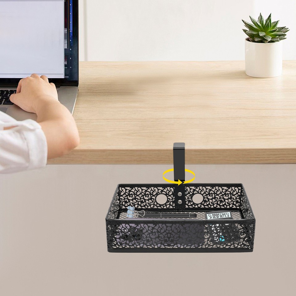 Under Desk Storage Organizer 0.32in Under Desk Storage Basket 360