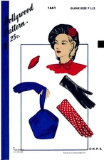 Hollywood 1661 Pattern Beret Hat Bag Gloves 1940's