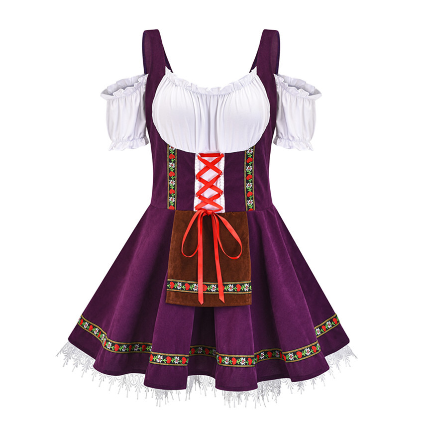 Oktoberfest Dirndl Set Für Damen - Inkl. Socken & Haarbänder