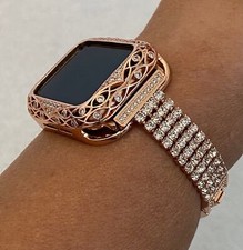 Bling Apple Watch Band Rose Gold Crystal or Lab Diamond Apple Watch Case Cover