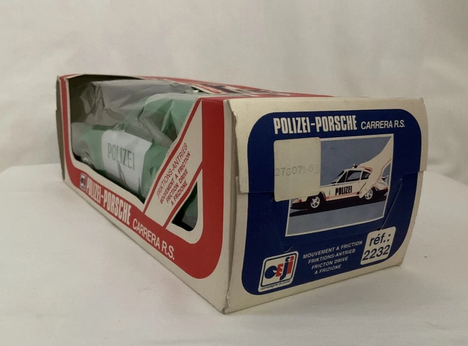 Joustra no.2232 Porsche Carrera RS Green Polizei -Tin 10 inch- Vintage. France - Image 3 of 4