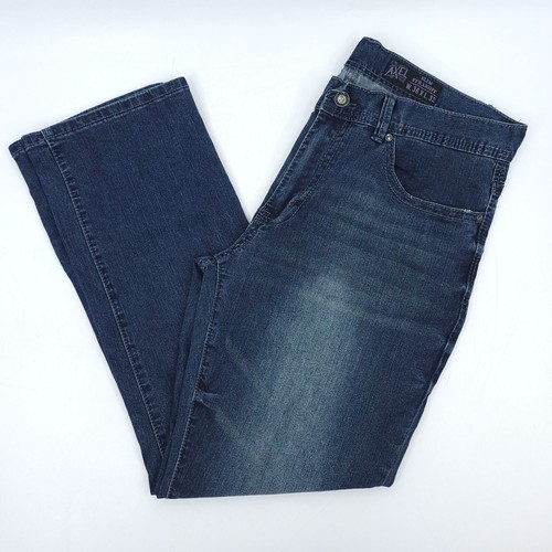 TK Axel Slim Straight Jeans Men Size 36 x 30 Altered Hem Stretch Dark Wash Denim - Picture 11 of 12